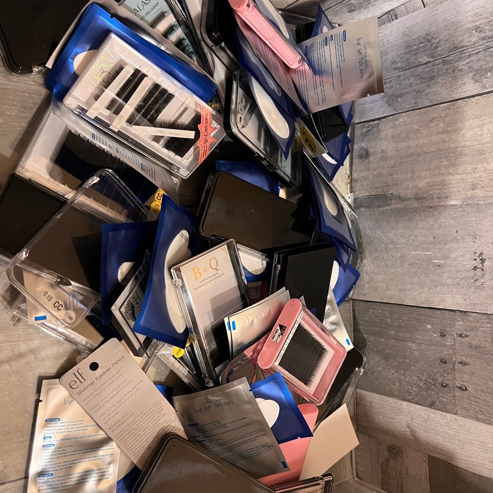Lot of lash supplies like eyelashes and sort